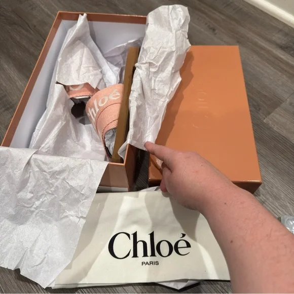 Chloe Woody Logo Sandal Slides in Light Rosewood - Picture 13 of 16